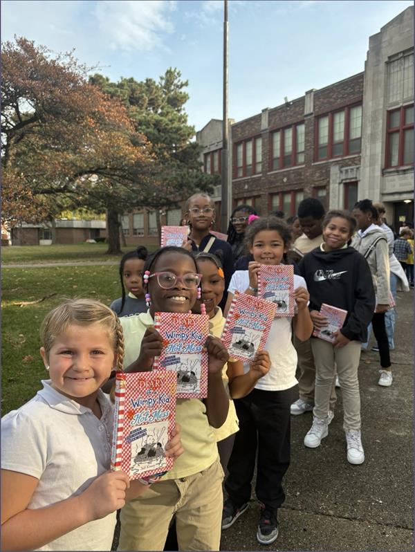 Students with books